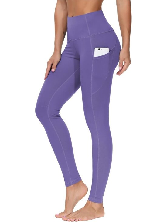 Pants - Women's Bright Purple Thick High Waist Tummy Control Workout Yoga Leggings